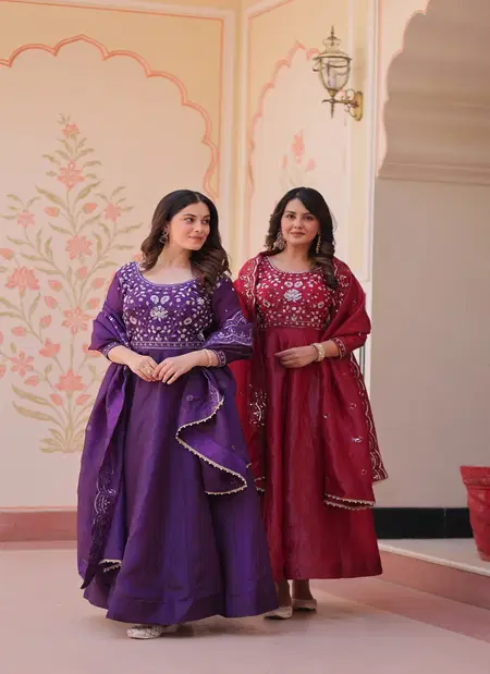 Ka 1230 Gold Crush With Beads Embroidery Work Gown With Dupatta Suppliers In India